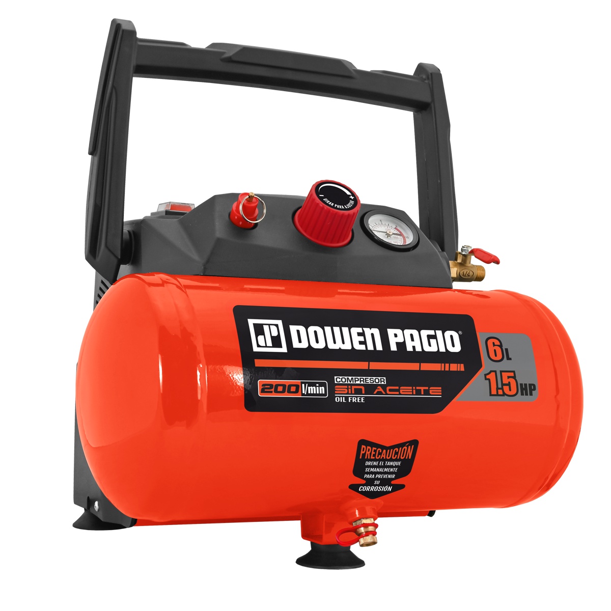 Compresor 6 Litros Sin Aceite Portatil Doweb Pagio