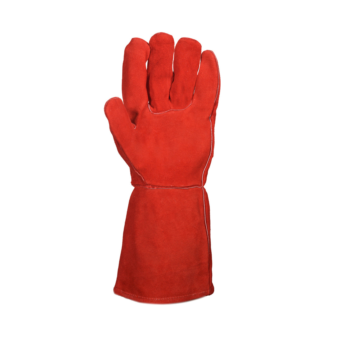 Guante Descarne Soldador Largo Rojo Forrado c/Tira Protectora DP - T.10
