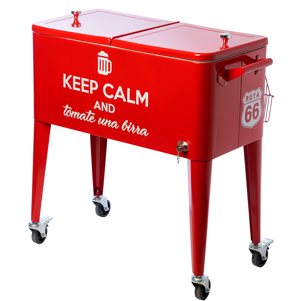 Conservadora Keep Calm Acero Inox. Roja 80 lts. Lusqtoff